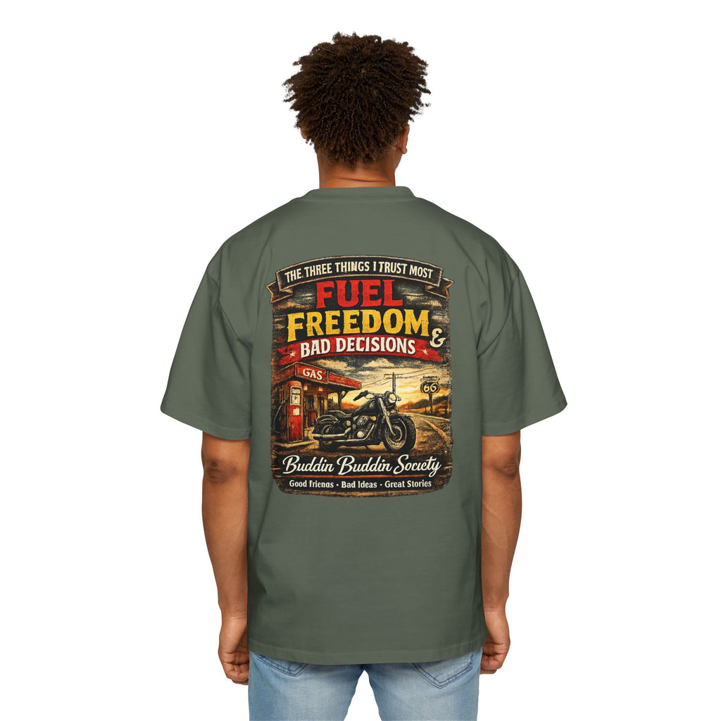 Motorcycle Tee — "Fuel, Freedom & Bad Decisions" Vintage Biker T-Shirt