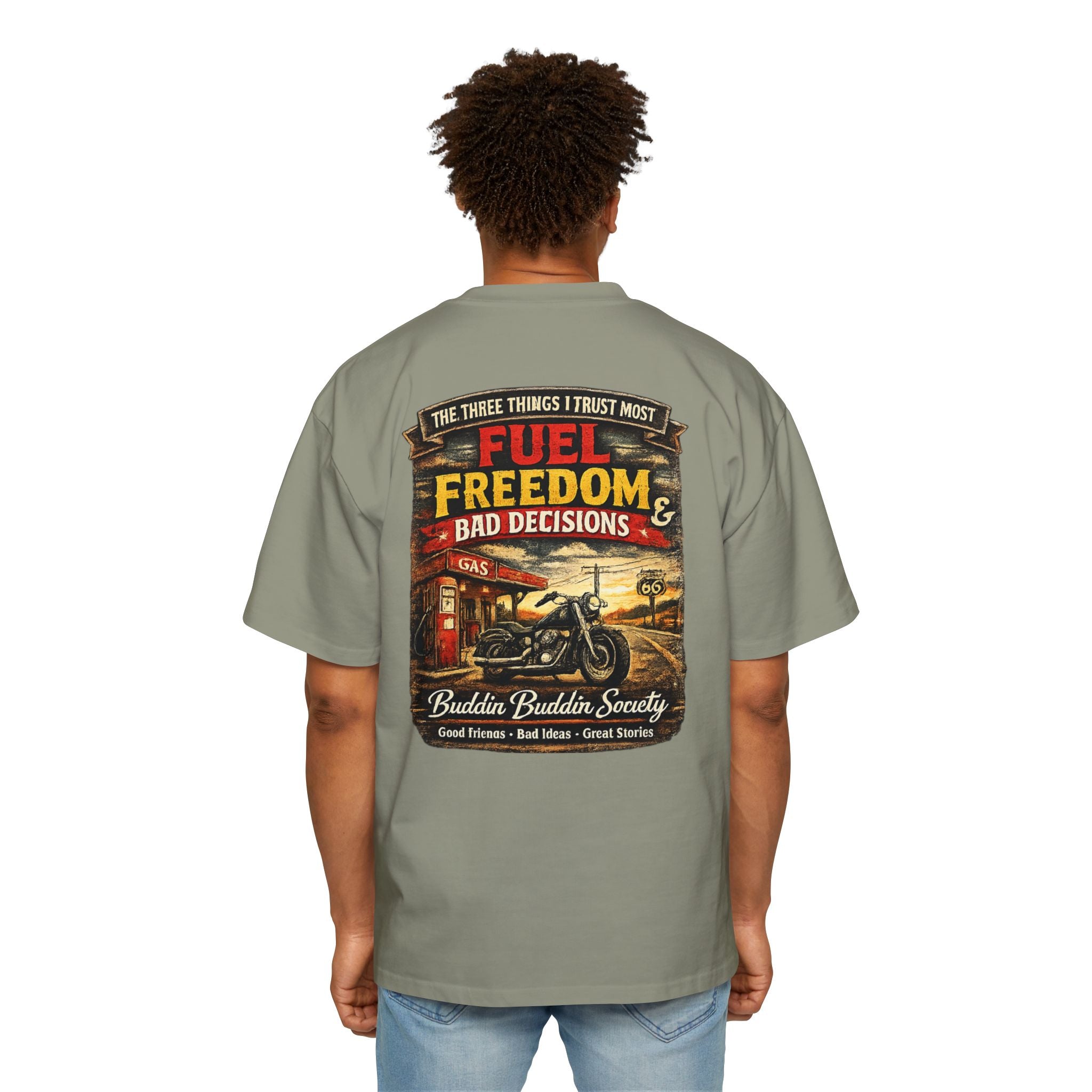 Motorcycle Tee — "Fuel, Freedom & Bad Decisions" Vintage Biker T-Shirt