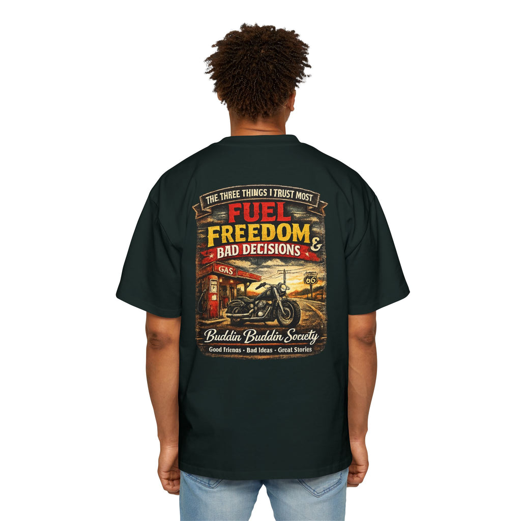 Motorcycle Tee — "Fuel, Freedom & Bad Decisions" Vintage Biker T-Shirt