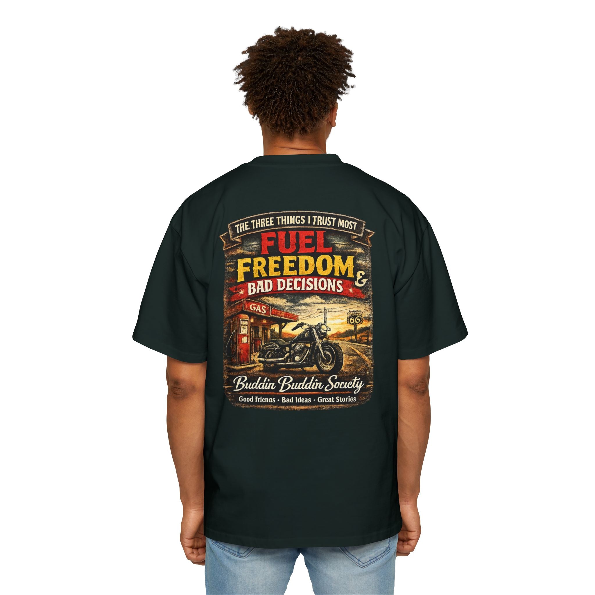 Motorcycle Tee — "Fuel, Freedom & Bad Decisions" Vintage Biker T-Shirt