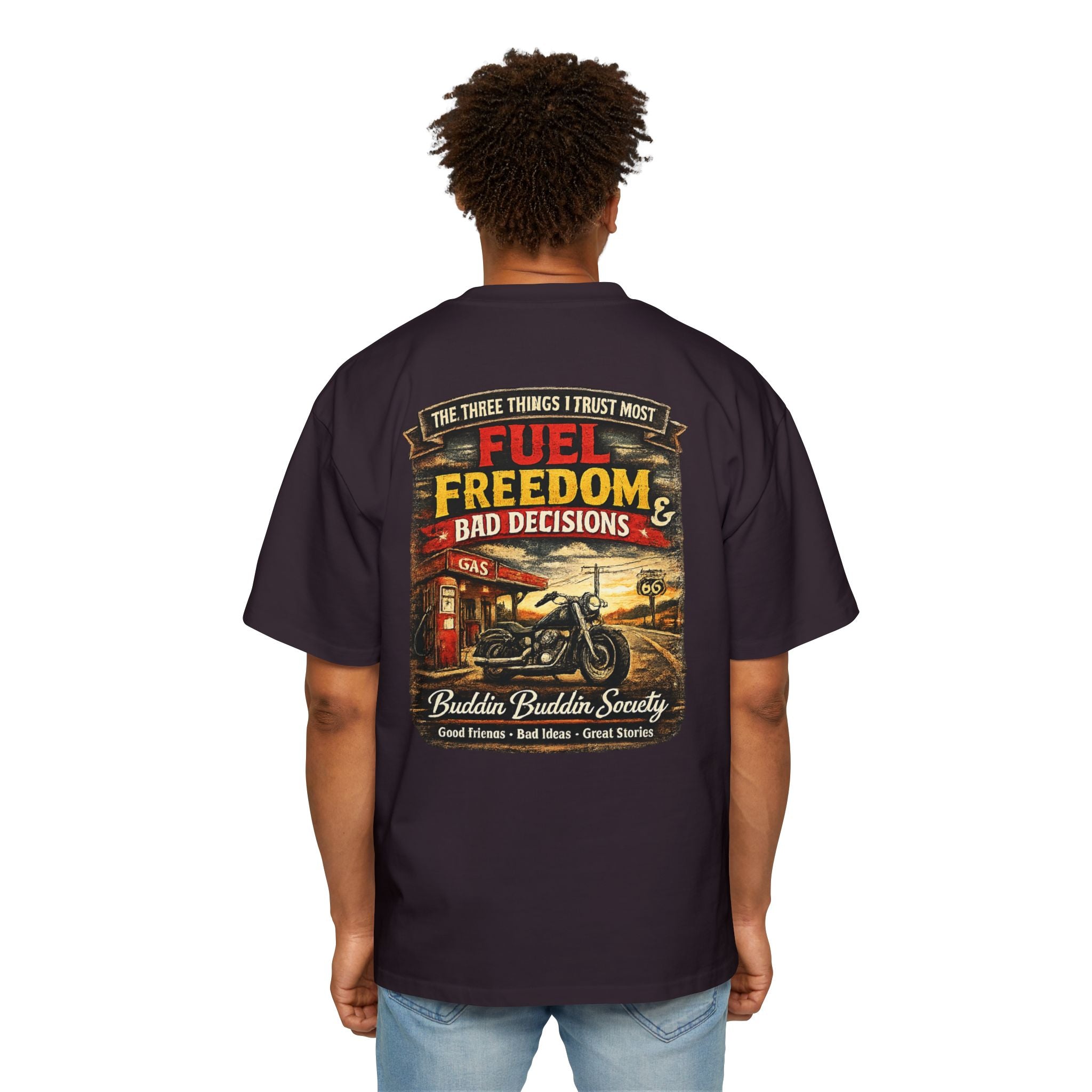Motorcycle Tee — "Fuel, Freedom & Bad Decisions" Vintage Biker T-Shirt