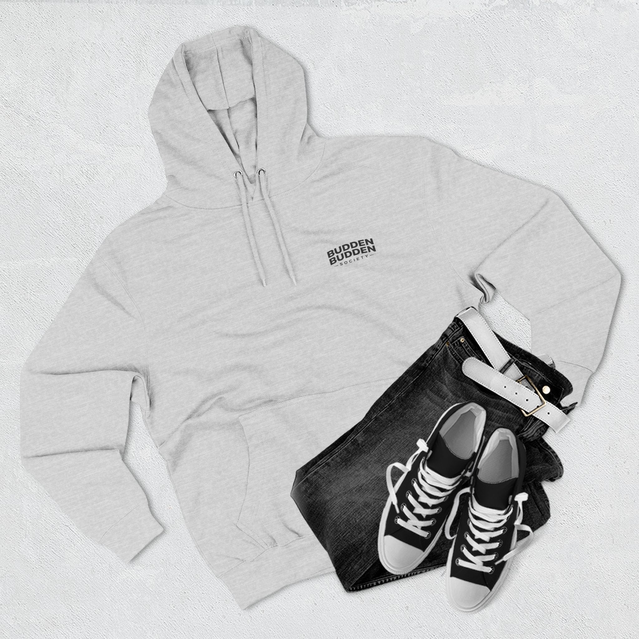 Three-Panel Fleece Hoodie — Biker Brotherhood Scenic Back Print ('When the Kickstand Goes Down')