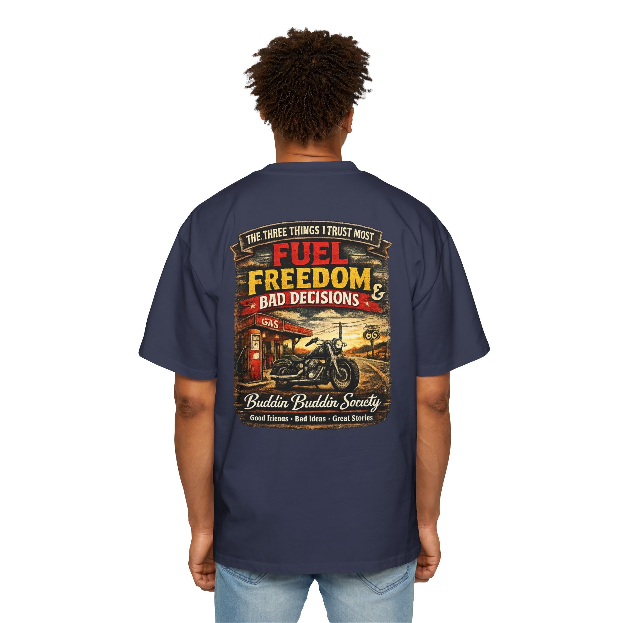 Motorcycle Tee — "Fuel, Freedom & Bad Decisions" Vintage Biker T-Shirt