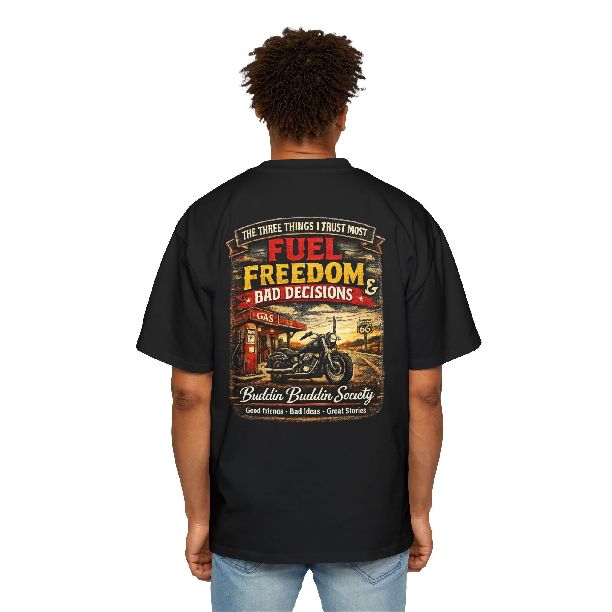 Motorcycle Tee — "Fuel, Freedom & Bad Decisions" Vintage Biker T-Shirt