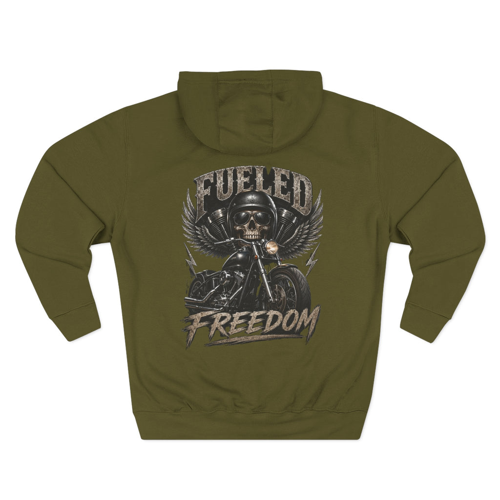 Fueled Freedom Hoodie — Motorcycle Skull Biker Pullover