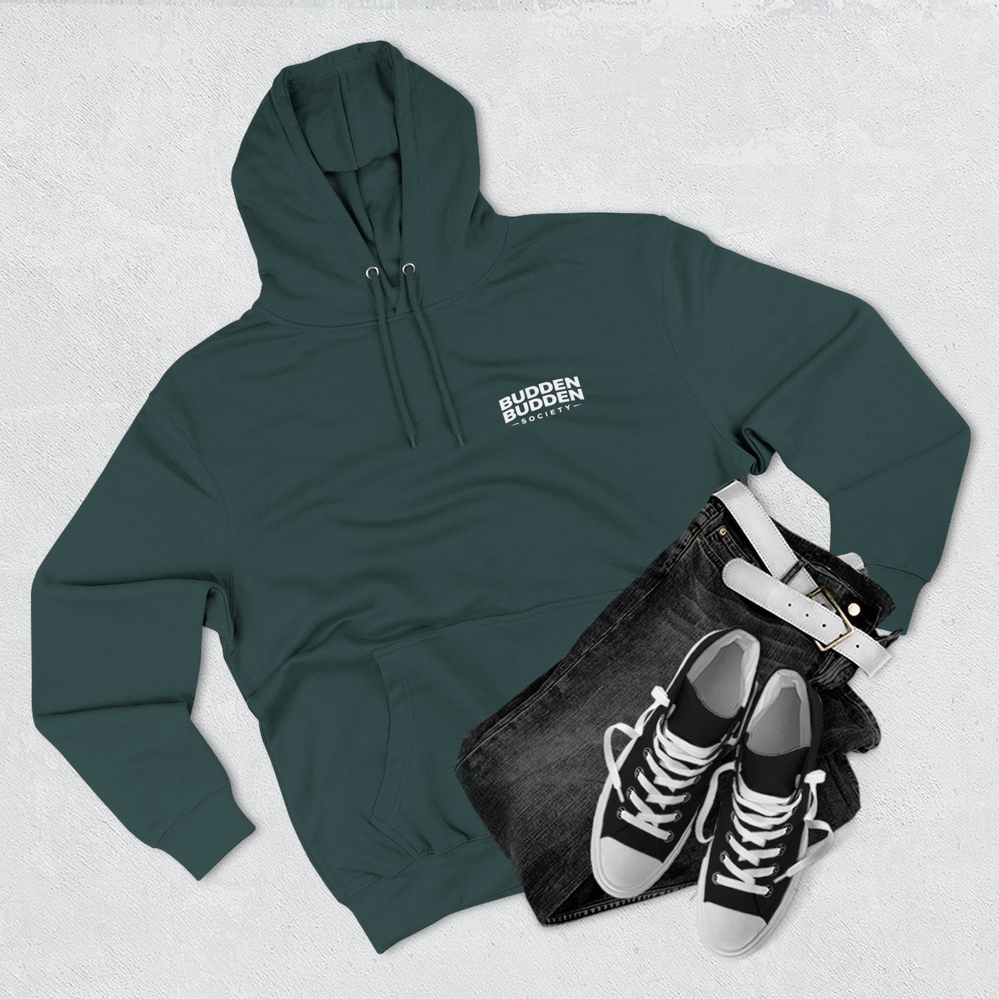Three-Panel Fleece Hoodie — Biker Brotherhood Scenic Back Print ('When the Kickstand Goes Down')