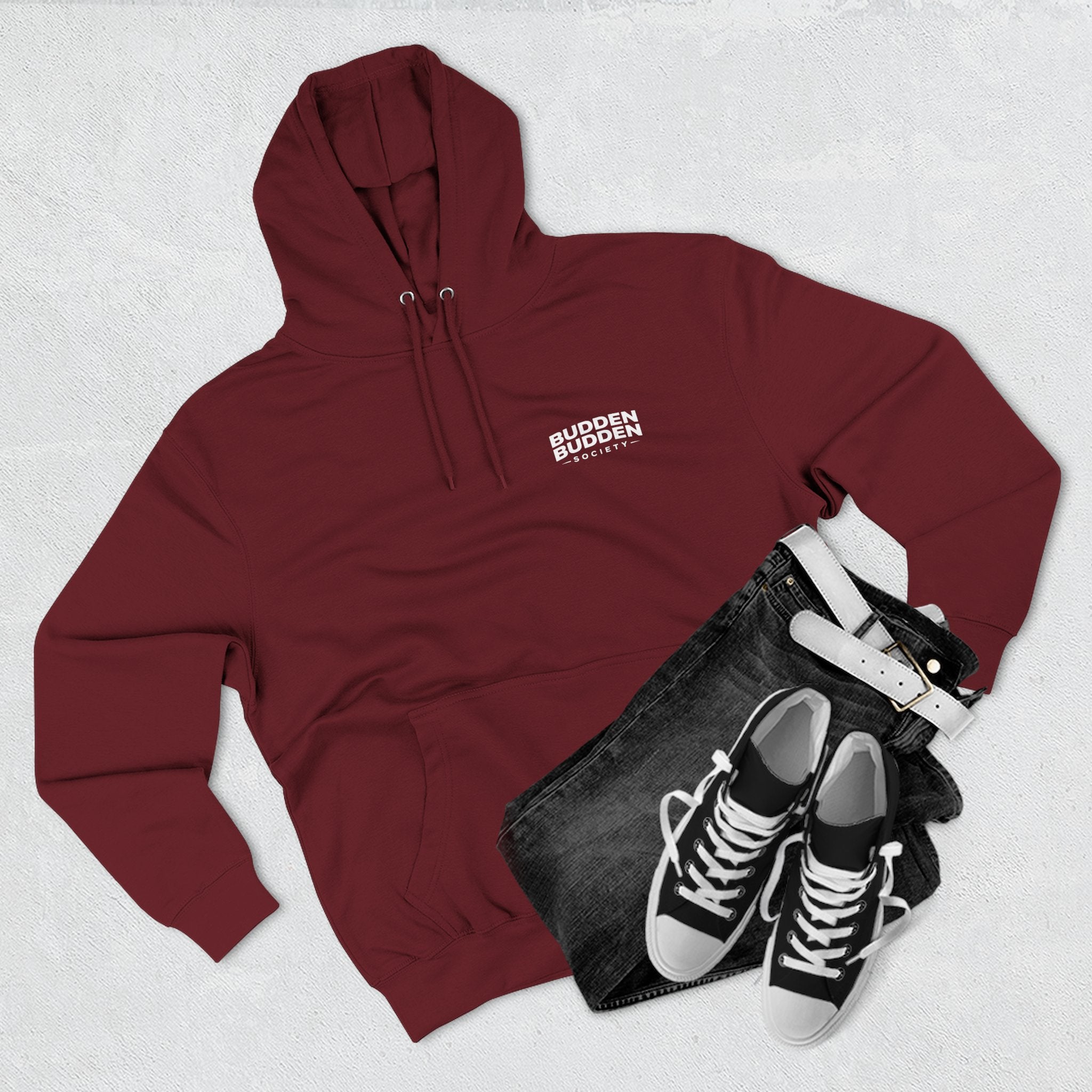 Three-Panel Fleece Hoodie — Biker Brotherhood Scenic Back Print ('When the Kickstand Goes Down')