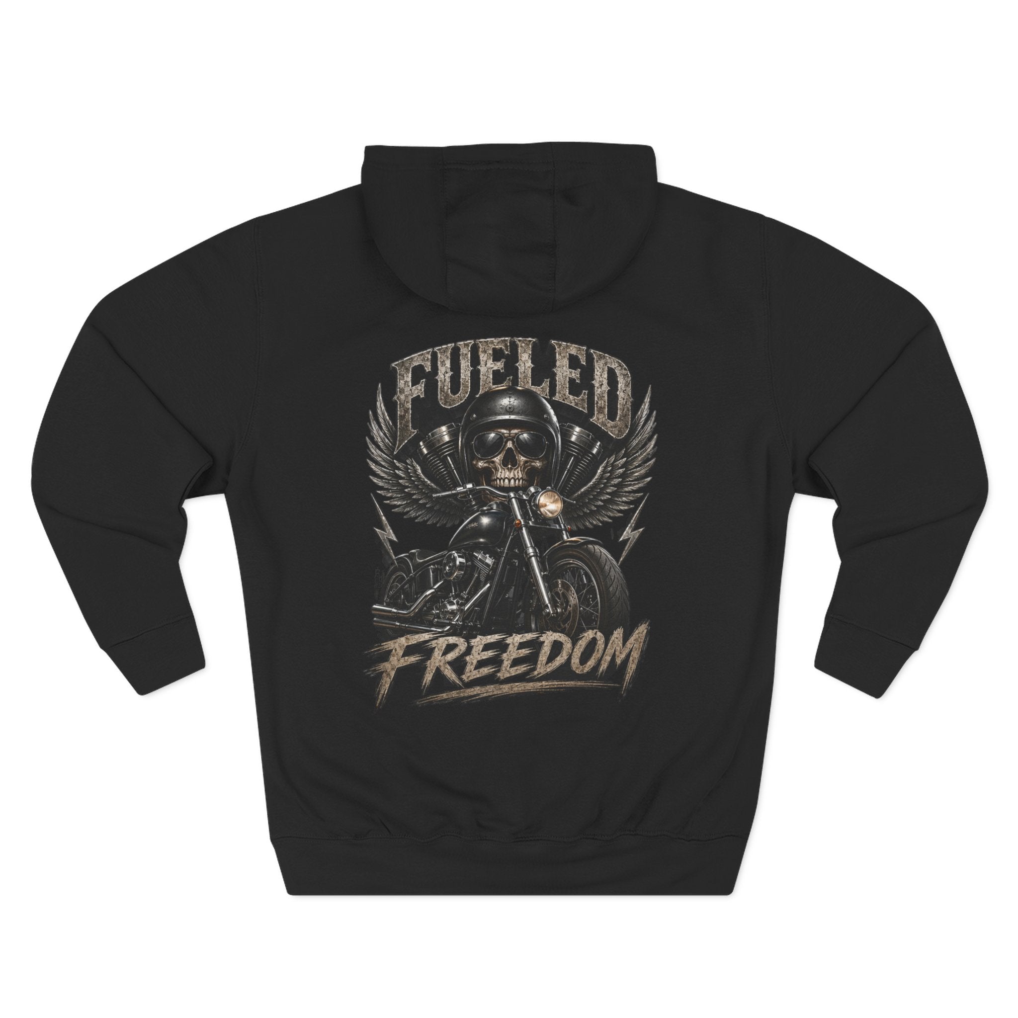 Fueled Freedom Hoodie — Motorcycle Skull Biker Pullover