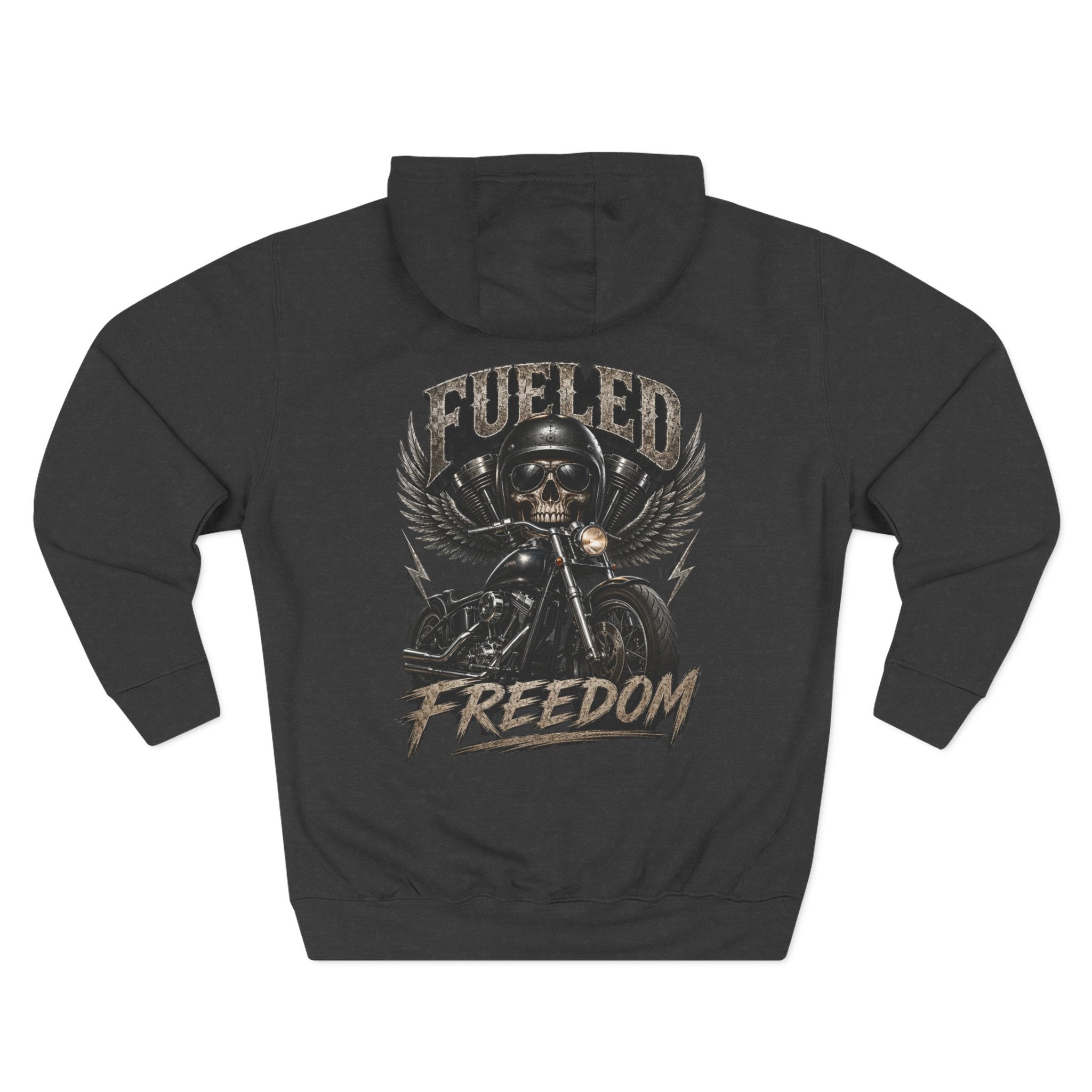 Fueled Freedom Hoodie — Motorcycle Skull Biker Pullover