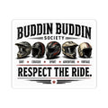 Kiss-Cut Sticker — "Buddin Buddin Society: Respect The Ride" Motorcycle Helmet Decal