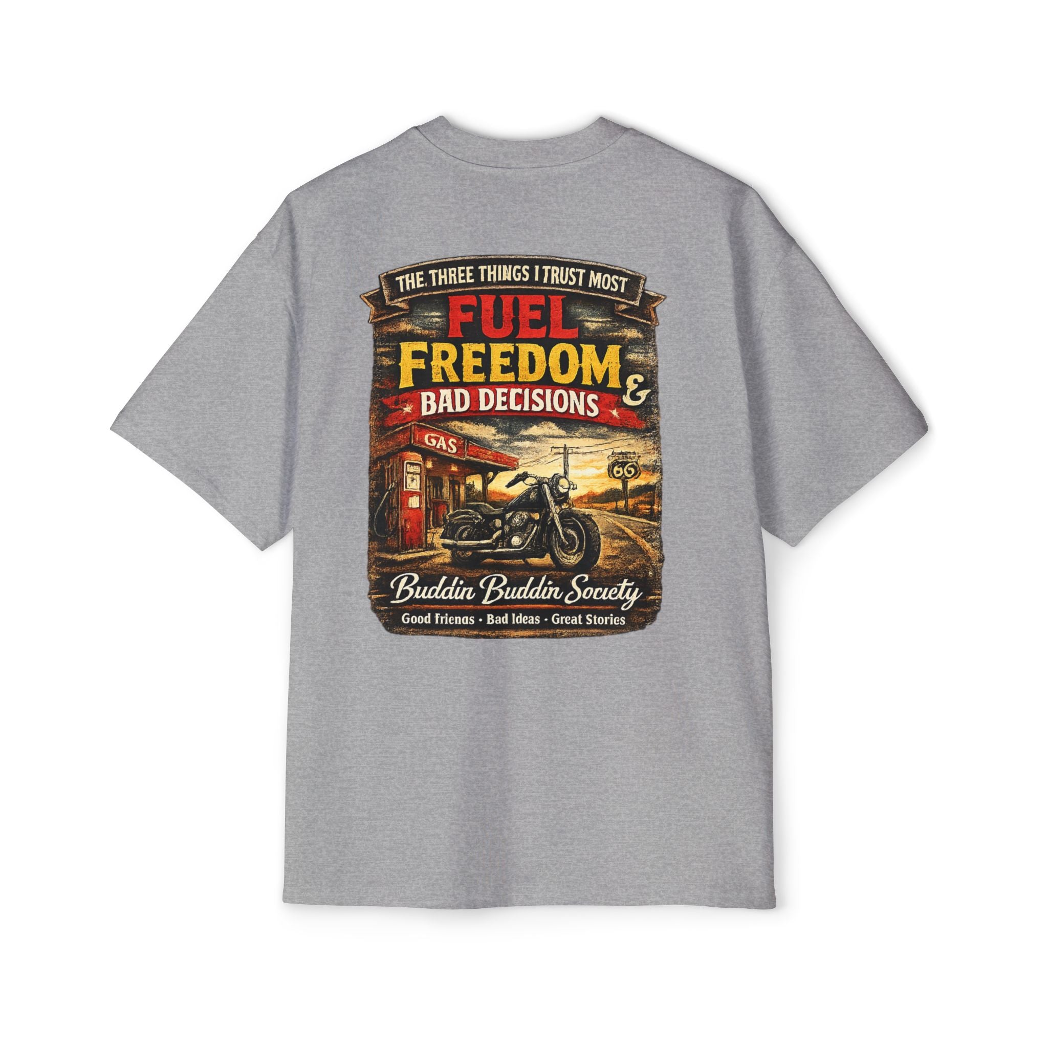 Motorcycle Tee — "Fuel, Freedom & Bad Decisions" Vintage Biker T-Shirt