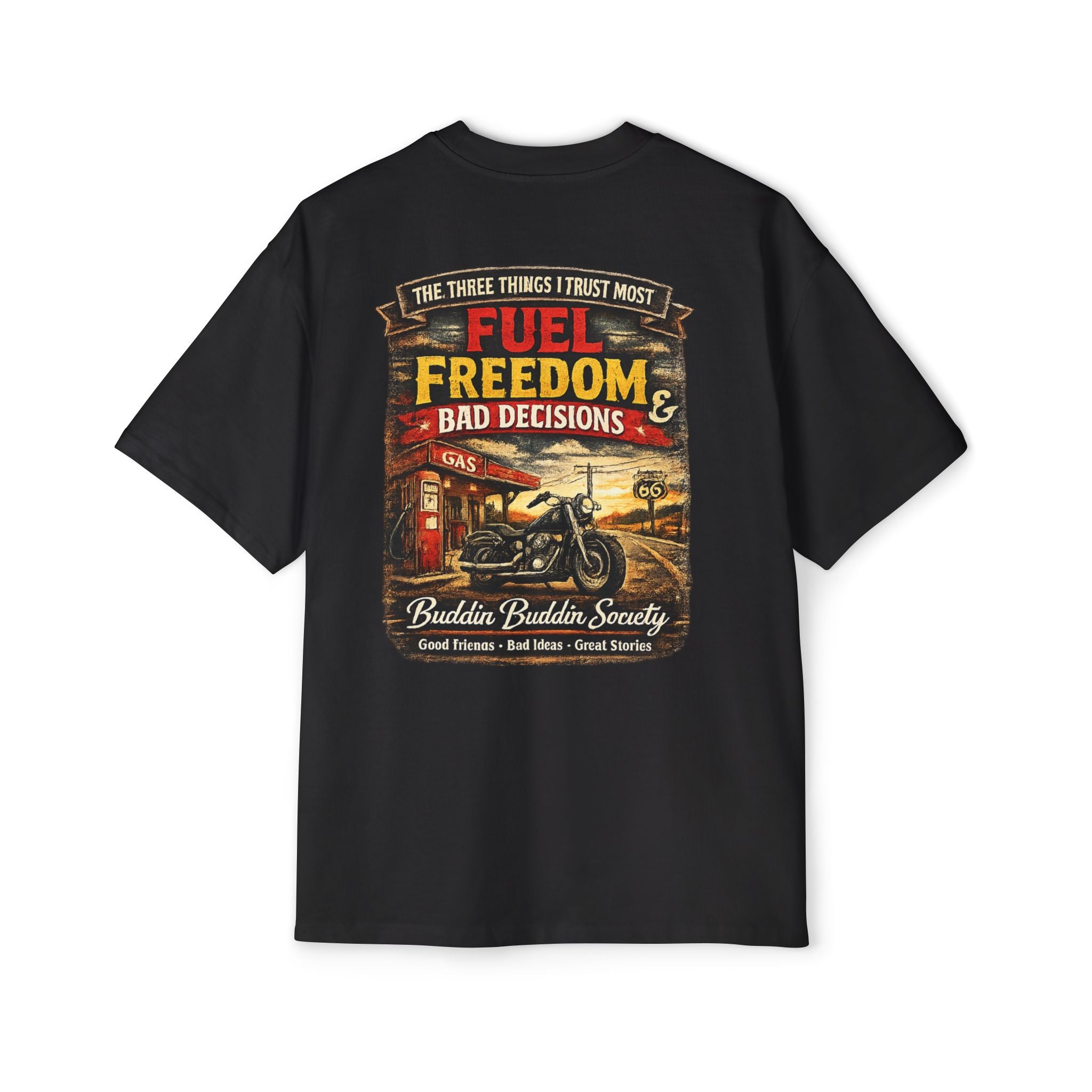 Motorcycle Tee — "Fuel, Freedom & Bad Decisions" Vintage Biker T-Shirt