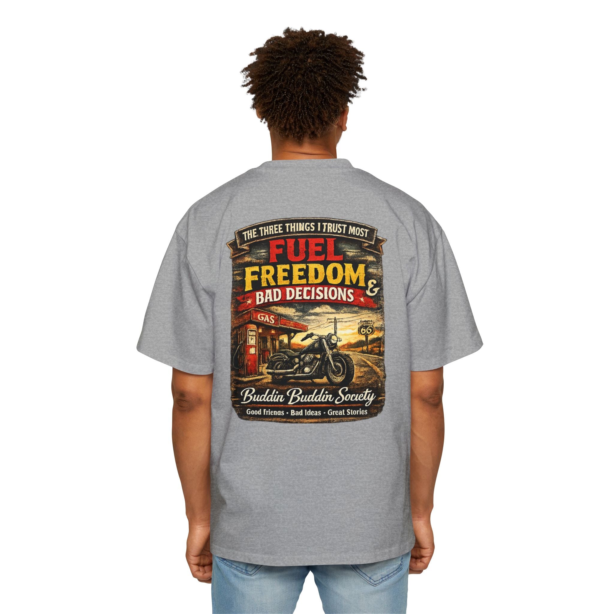 Motorcycle Tee — "Fuel, Freedom & Bad Decisions" Vintage Biker T-Shirt