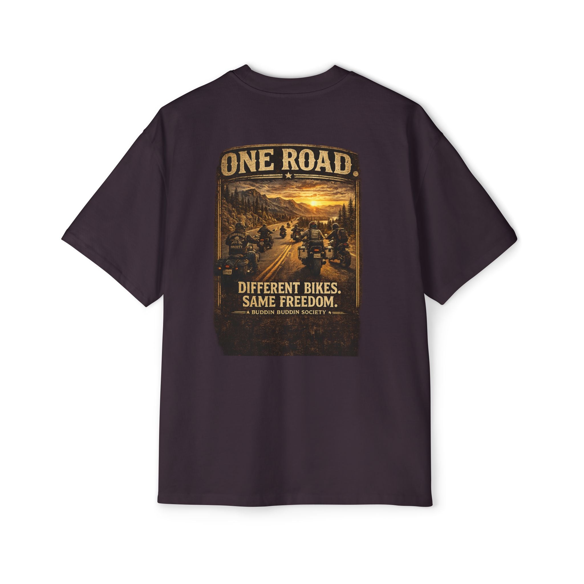 One Road Motorcycle Tee — "Different Bikes. Same Freedom." Oversized Men’s T‑Shirt