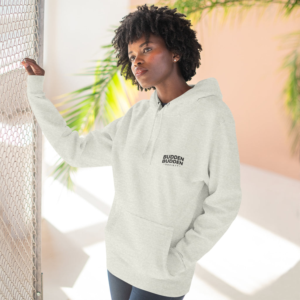 Three-Panel Fleece Hoodie — Biker Brotherhood Scenic Back Print ('When the Kickstand Goes Down')