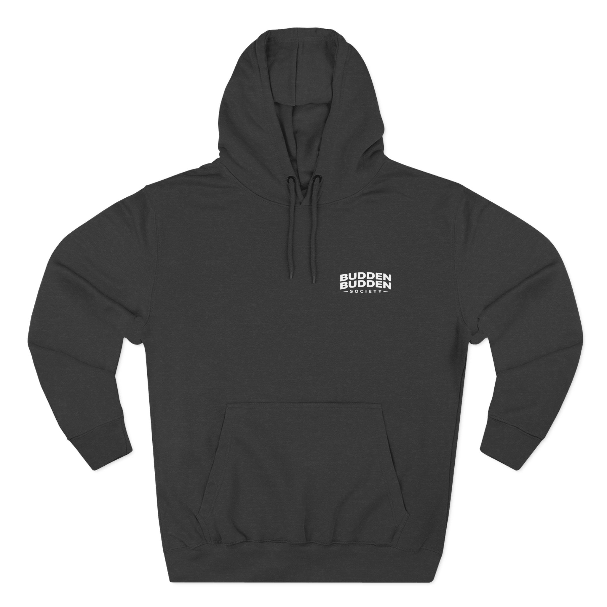 Three-Panel Fleece Hoodie — Biker Brotherhood Scenic Back Print ('When the Kickstand Goes Down')