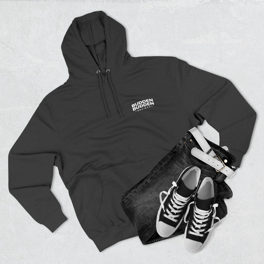 Three-Panel Fleece Hoodie — Biker Brotherhood Scenic Back Print ('When the Kickstand Goes Down')