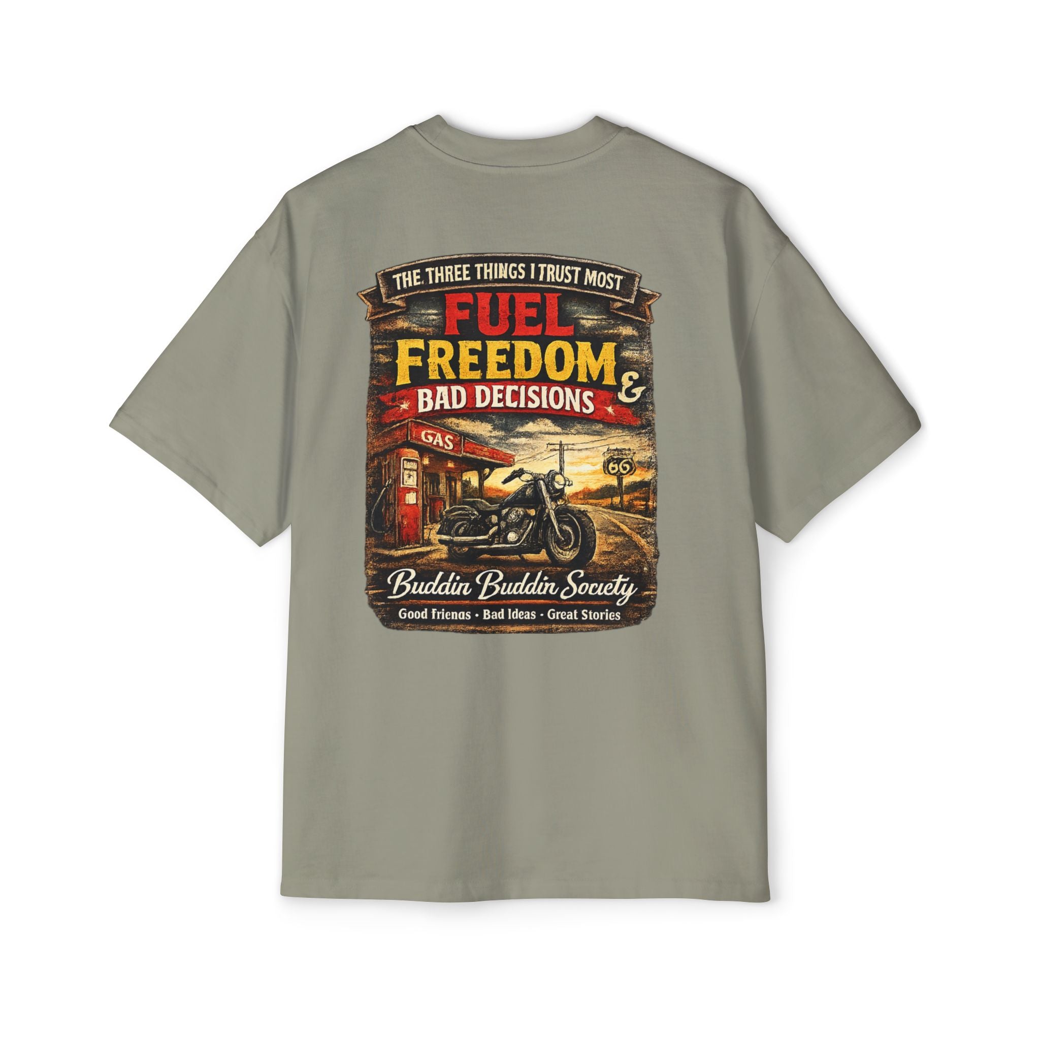 Motorcycle Tee — "Fuel, Freedom & Bad Decisions" Vintage Biker T-Shirt