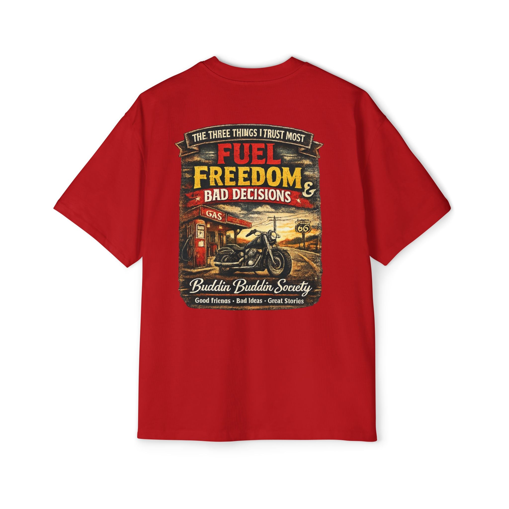 Motorcycle Tee — "Fuel, Freedom & Bad Decisions" Vintage Biker T-Shirt