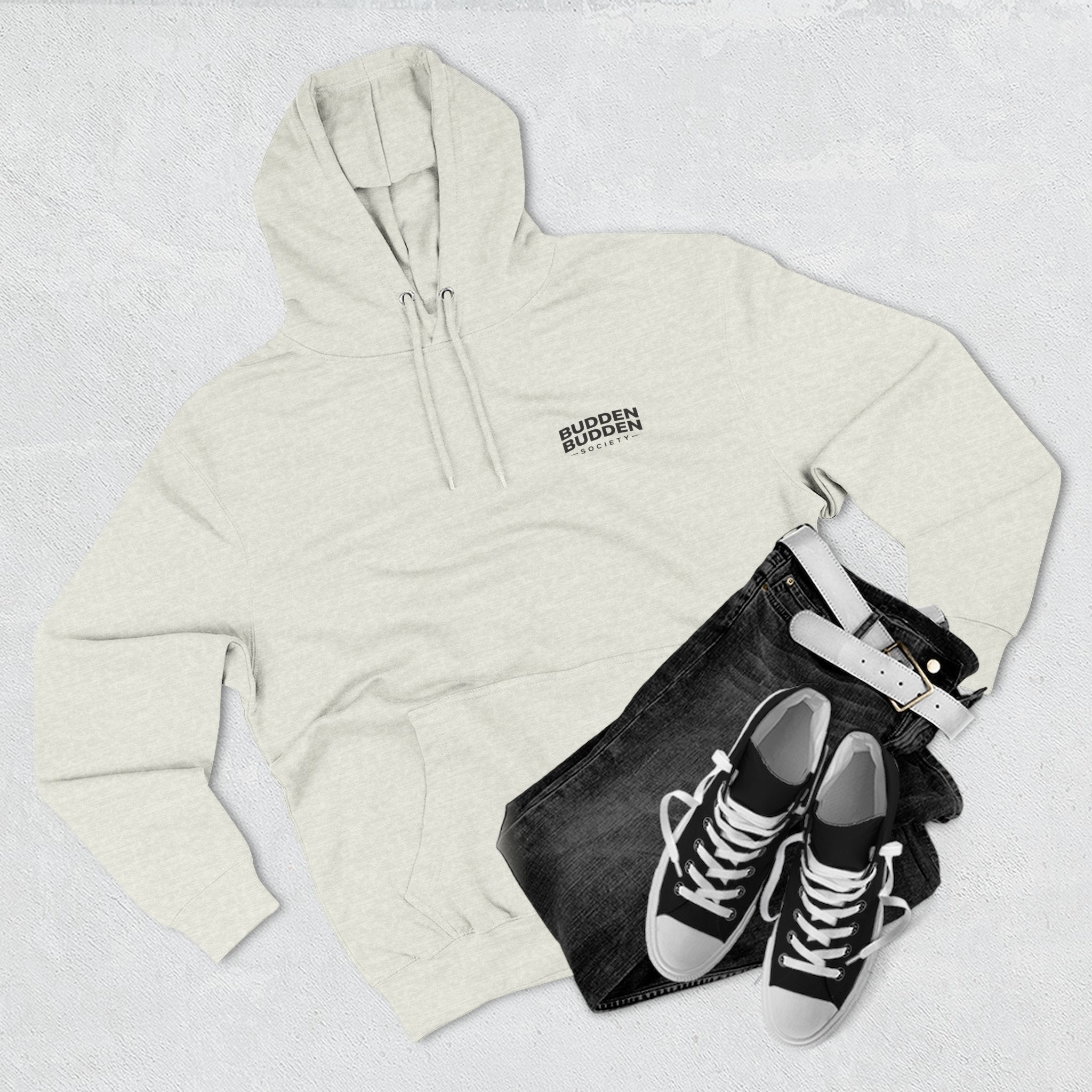 Three-Panel Fleece Hoodie — Biker Brotherhood Scenic Back Print ('When the Kickstand Goes Down')