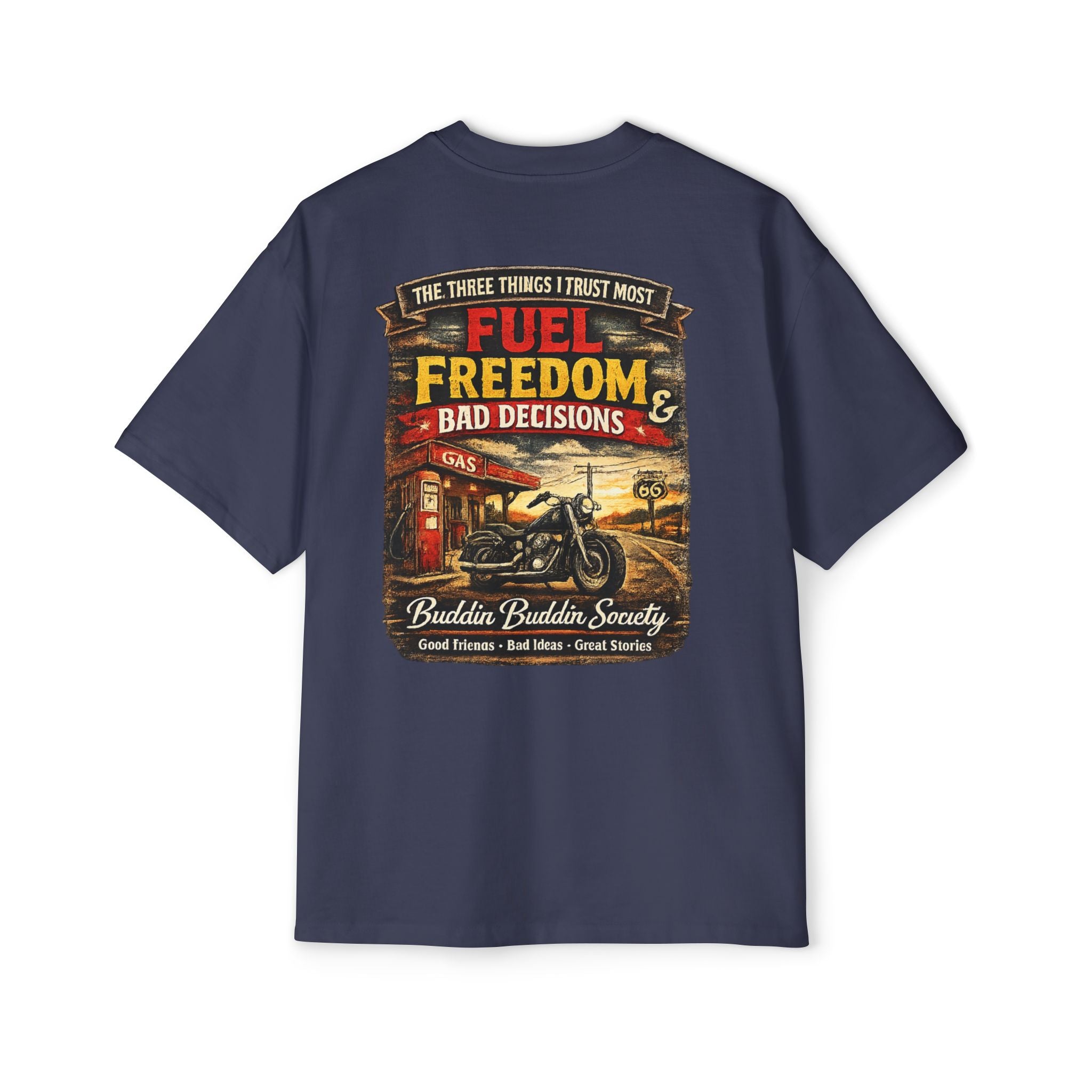 Motorcycle Tee — "Fuel, Freedom & Bad Decisions" Vintage Biker T-Shirt