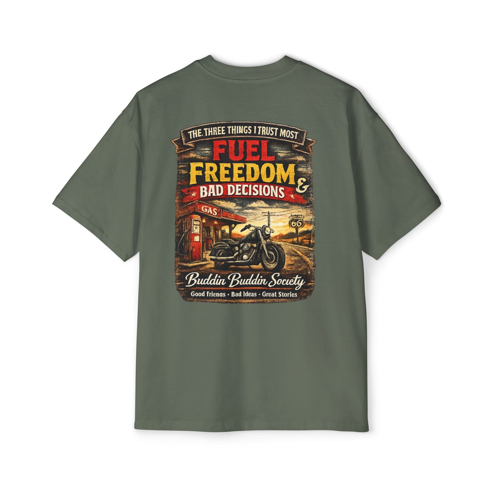 Motorcycle Tee — "Fuel, Freedom & Bad Decisions" Vintage Biker T-Shirt
